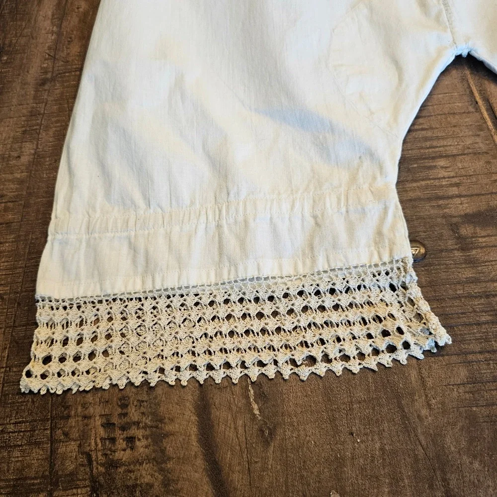 Vintage Victorian White Cotton Bloomers Crochet Lace Trim Pantaloons Lingerie